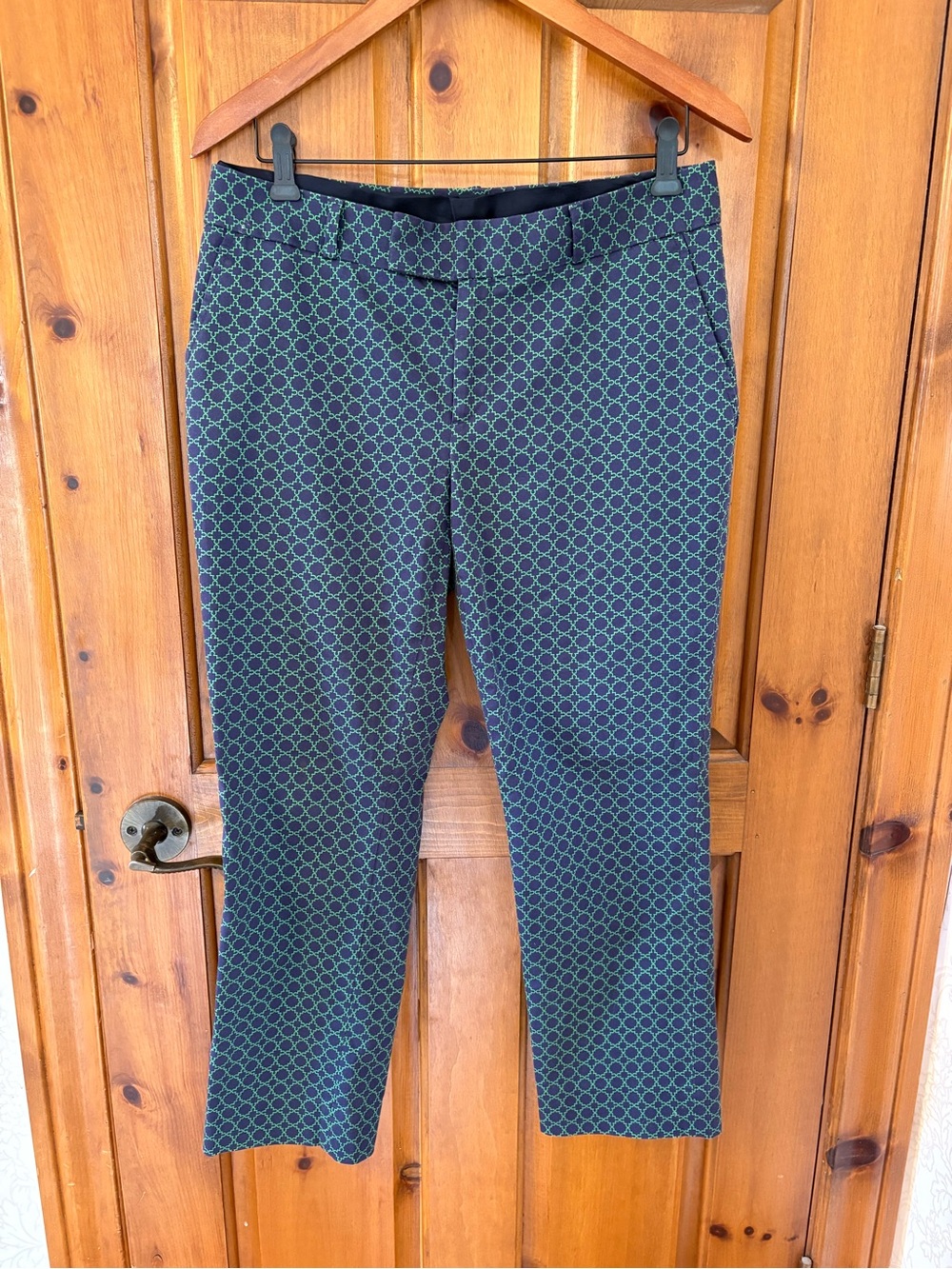 Banana Republic Navy Chino with Green Geo Pattern